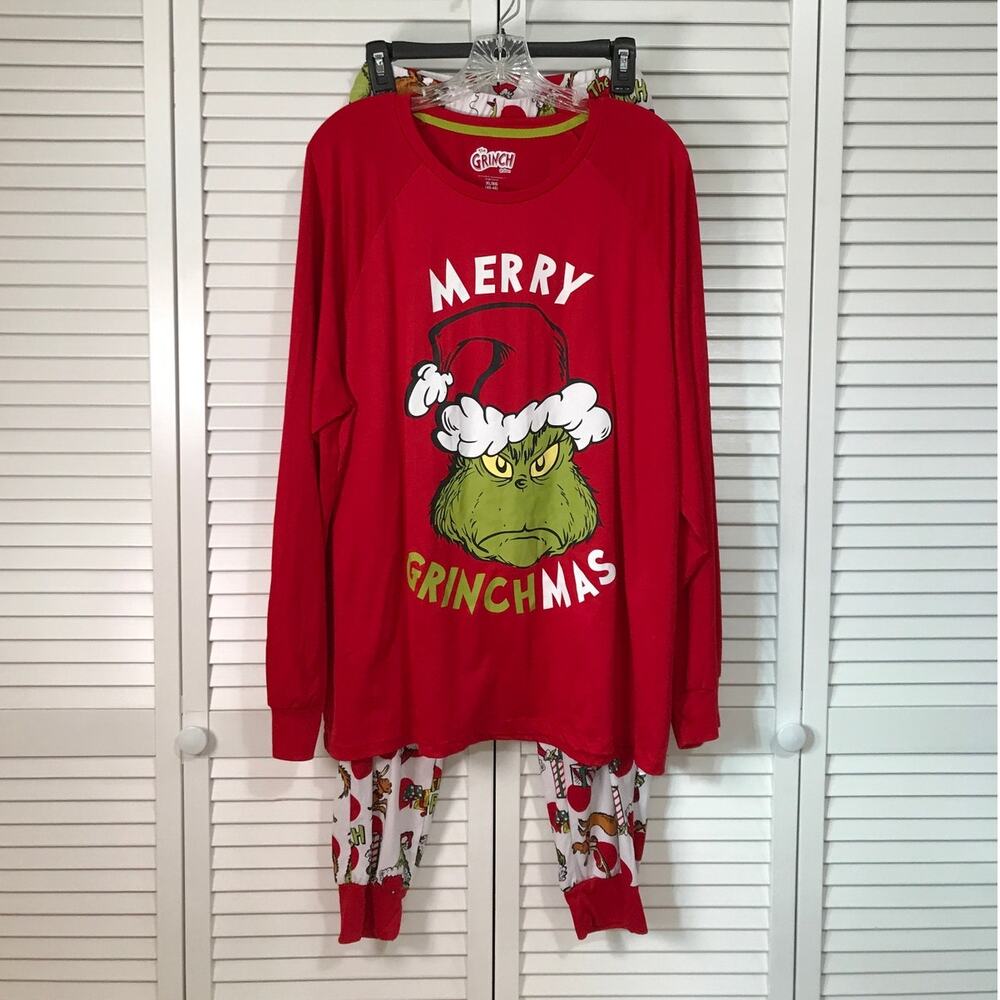 Dr. Seuss The Grinch Christmas Long Sleeve Mens PJs Sleepwear Set XL (46-48)